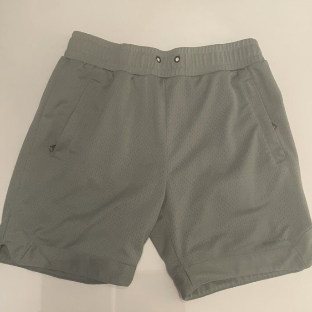 Maison Article Premium Athletic Shorts L Blue Gray Mesh Zip Pocket No Drawstring